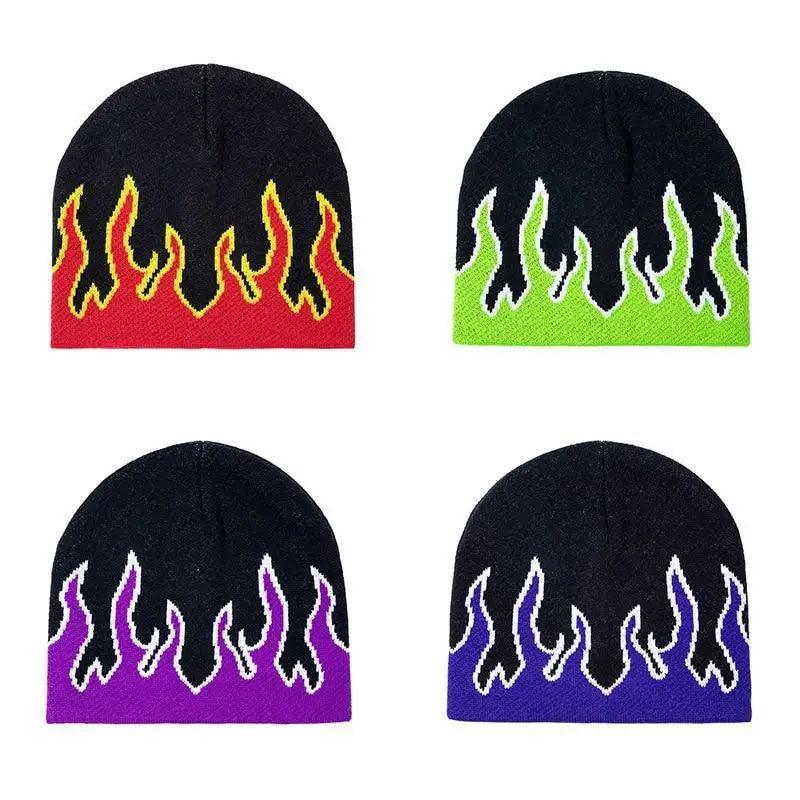 Bonnet doux et chaud unisexe au design moderne avec flammes – Taille unique pour hommes et femmes