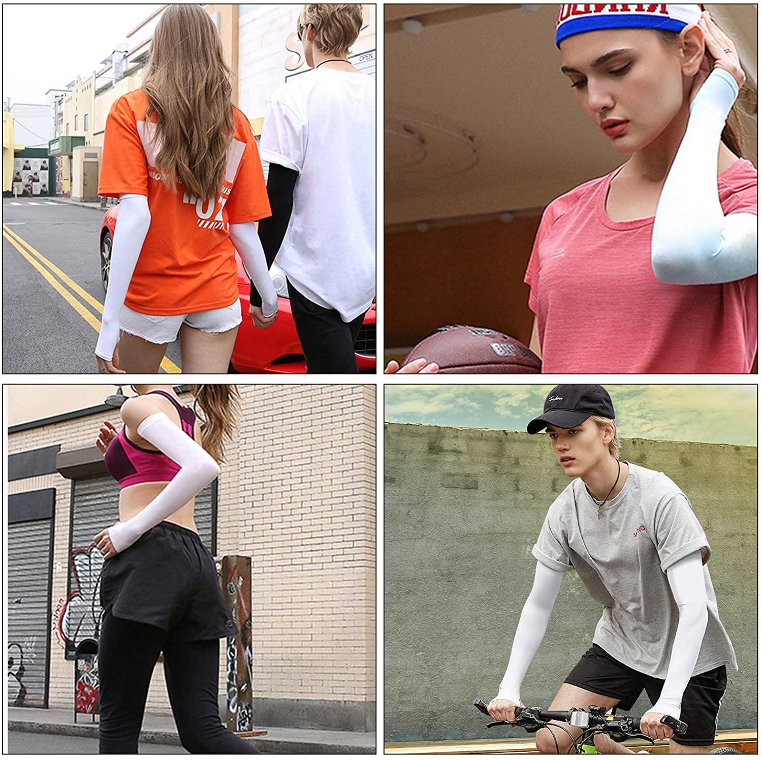 Manchon de compression unisexe taille unique rafraîchissant, anti-UV, avec trou pour le pouce, manchon de compression sportif pour dissimuler les tatouages, long manchon de bras, antidérapant, protège-bras chauffant pour sports de plein air.