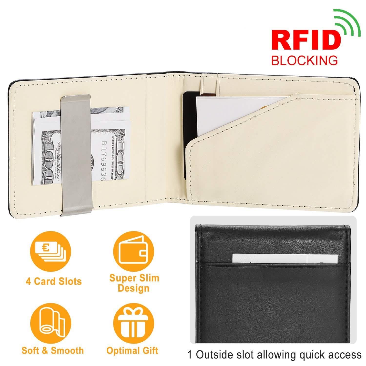 Portefeuille unisexe en cuir PU avec blocage RFID