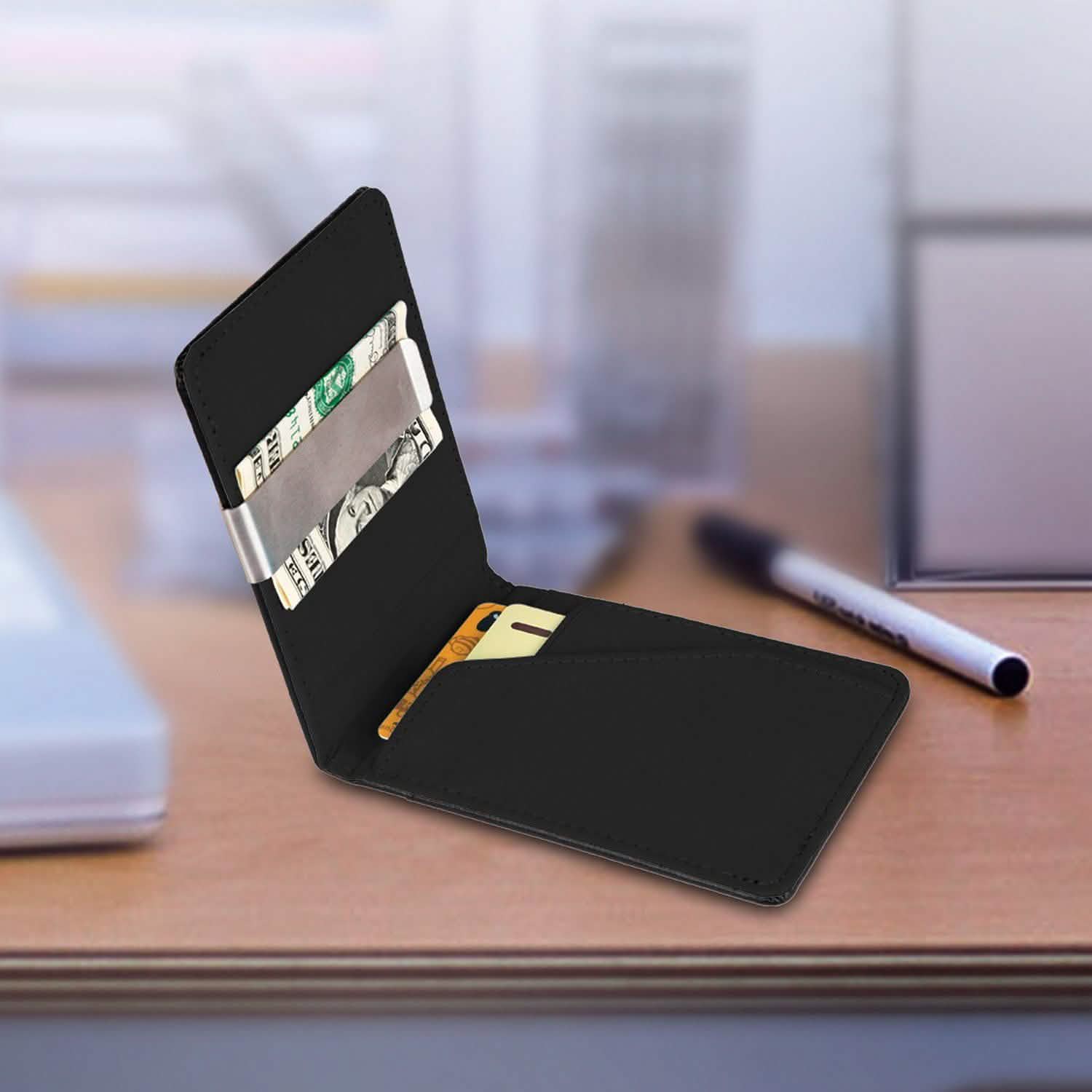 Portefeuille unisexe en cuir PU avec blocage RFID