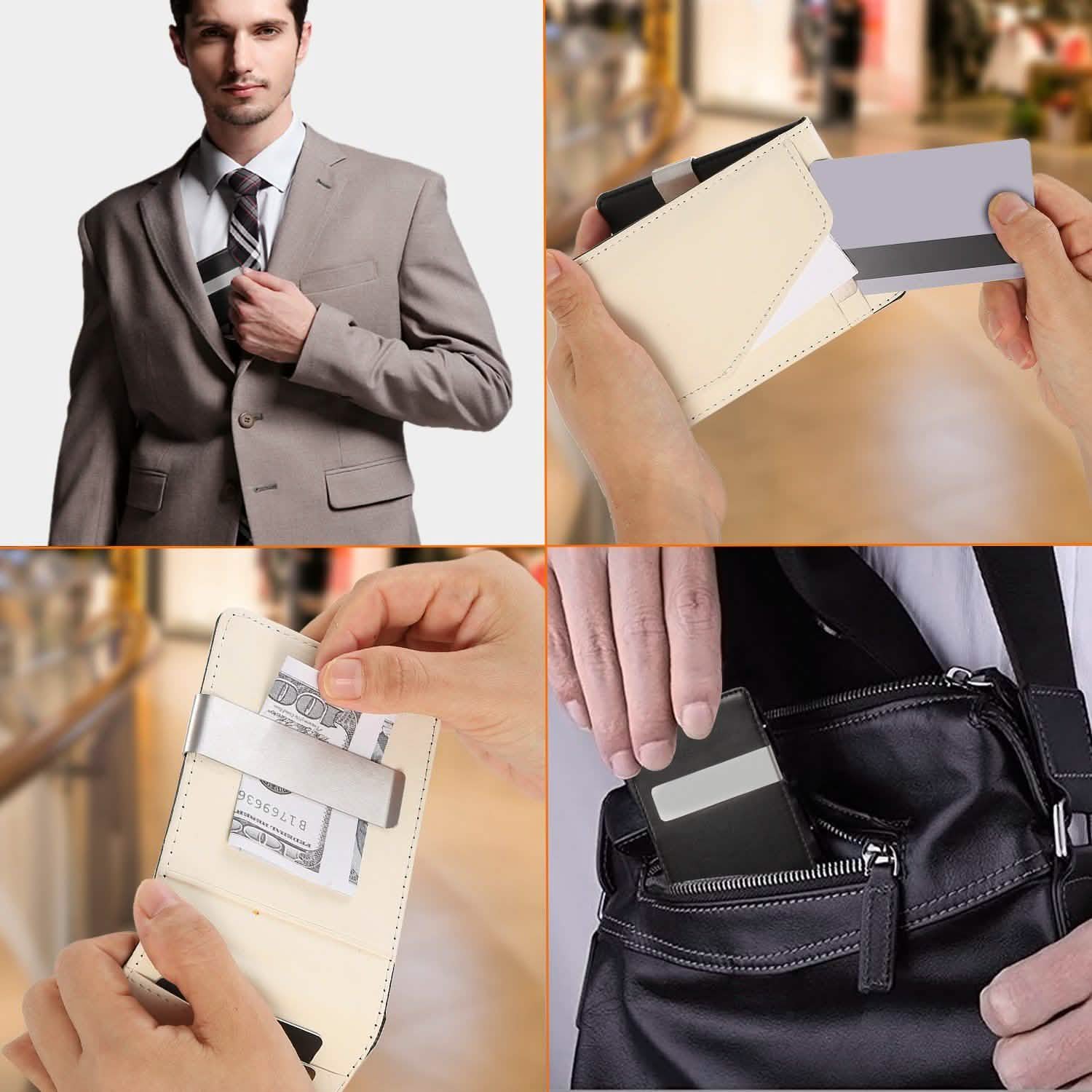 Portefeuille unisexe en cuir PU avec blocage RFID