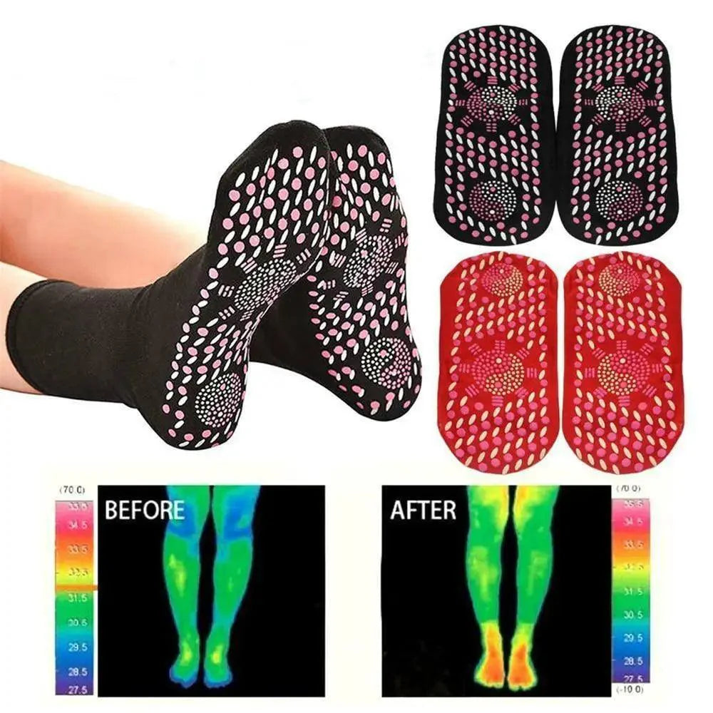 Chaussettes magnétiques auto-chauffantes unisexe Auto-chauffantes Confortables Hiver Chaudes Massage Douces Soulagement de la douleur