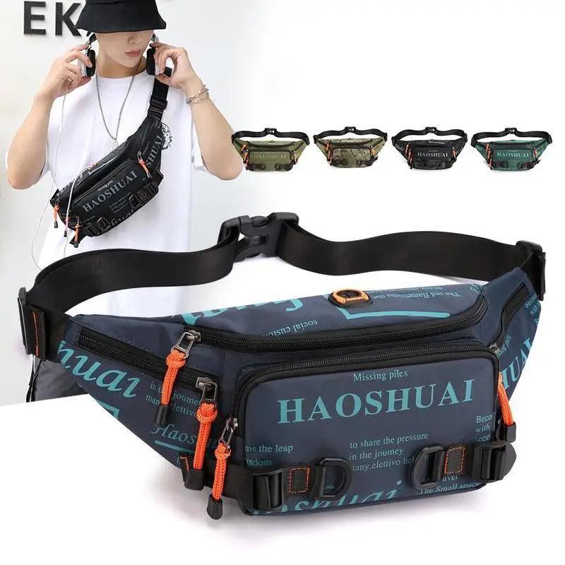 Sac banane unisexe élégant avec plusieurs poches, sac de taille pour hommes, voyage, ceinture réglable, sac banane moderne et portable pour l'extérieur