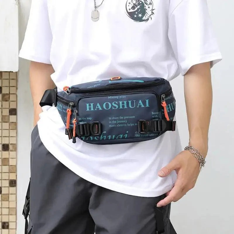 Sac banane unisexe élégant avec plusieurs poches, sac de taille pour hommes, voyage, ceinture réglable, sac banane moderne et portable pour l'extérieur