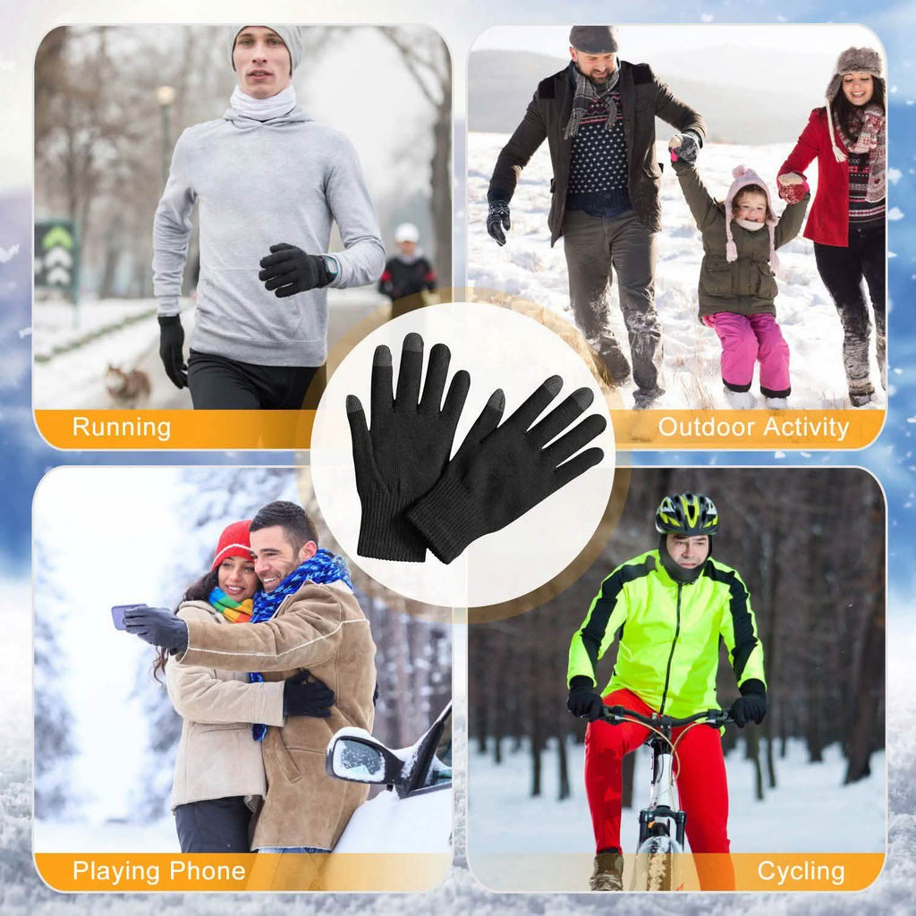 Gants d'hiver tricotés unisexes pour écrans tactiles