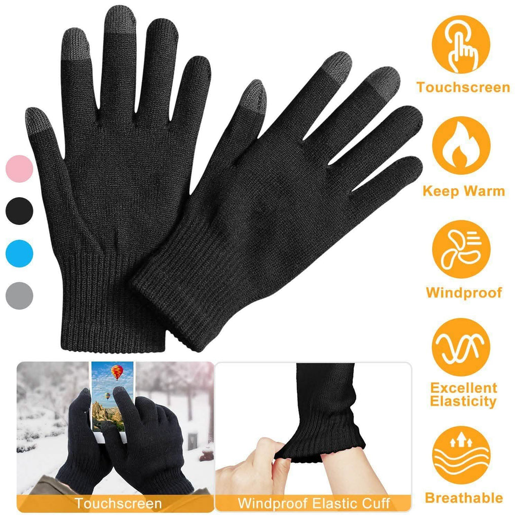 Gants d'hiver tricotés unisexes pour écrans tactiles