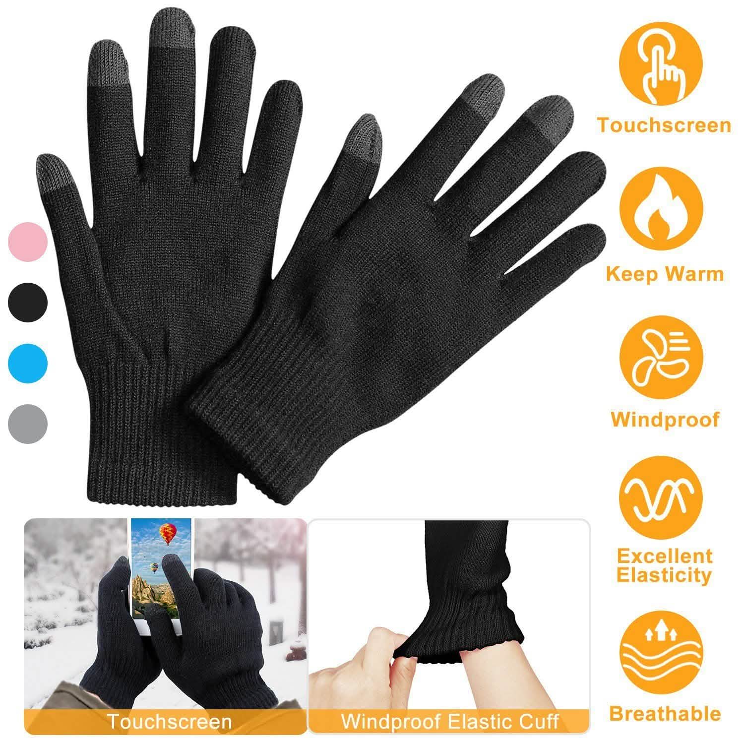 Gants d'hiver tricotés unisexes pour écrans tactiles