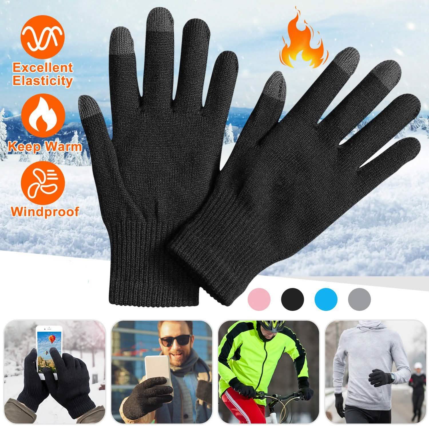 Gants d'hiver tricotés unisexes pour écrans tactiles