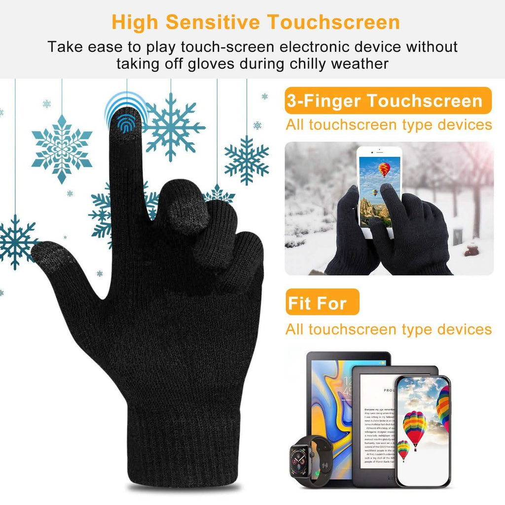 Gants d'hiver tricotés unisexes pour écrans tactiles