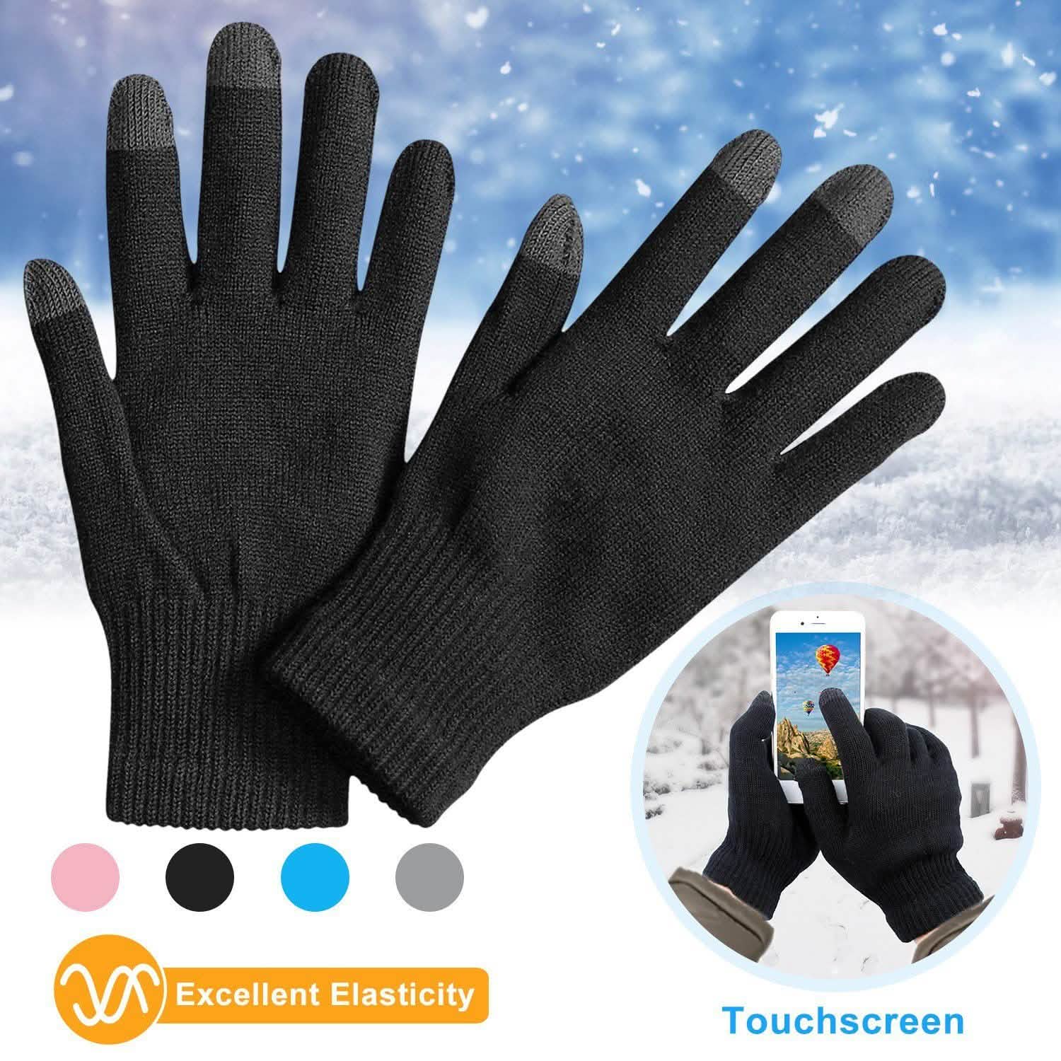 Gants d'hiver tricotés unisexes pour écrans tactiles