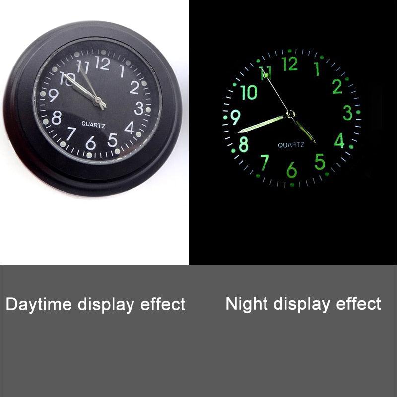 Horloge universelle de guidon de moto en chrome étanche 7/8", horloge de guidon de moto, modification de moto, support de guidon, horloge à quartz étanche, accessoires de montre, horloge lumineuse en aluminium, moto noire