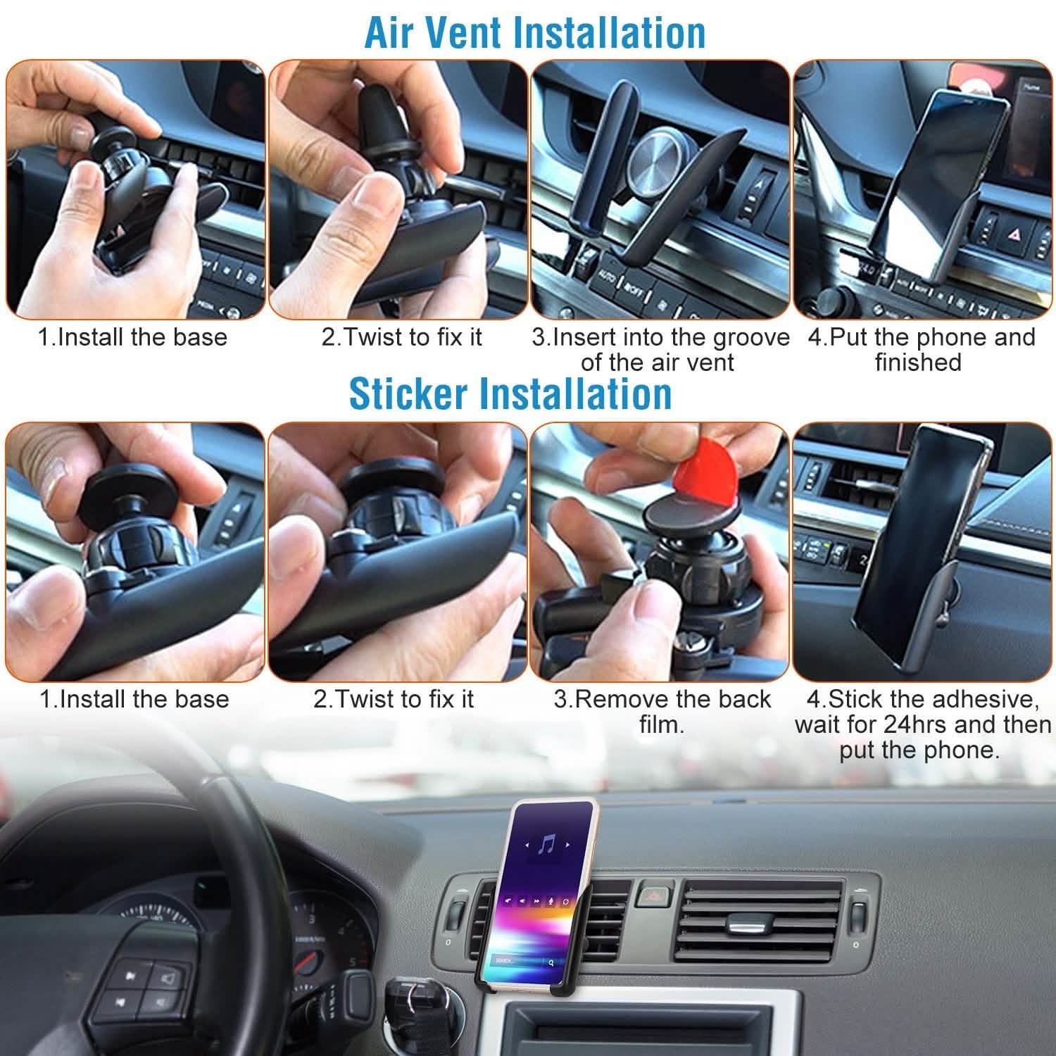 Support de téléphone universel pour grille d'aération de voiture
