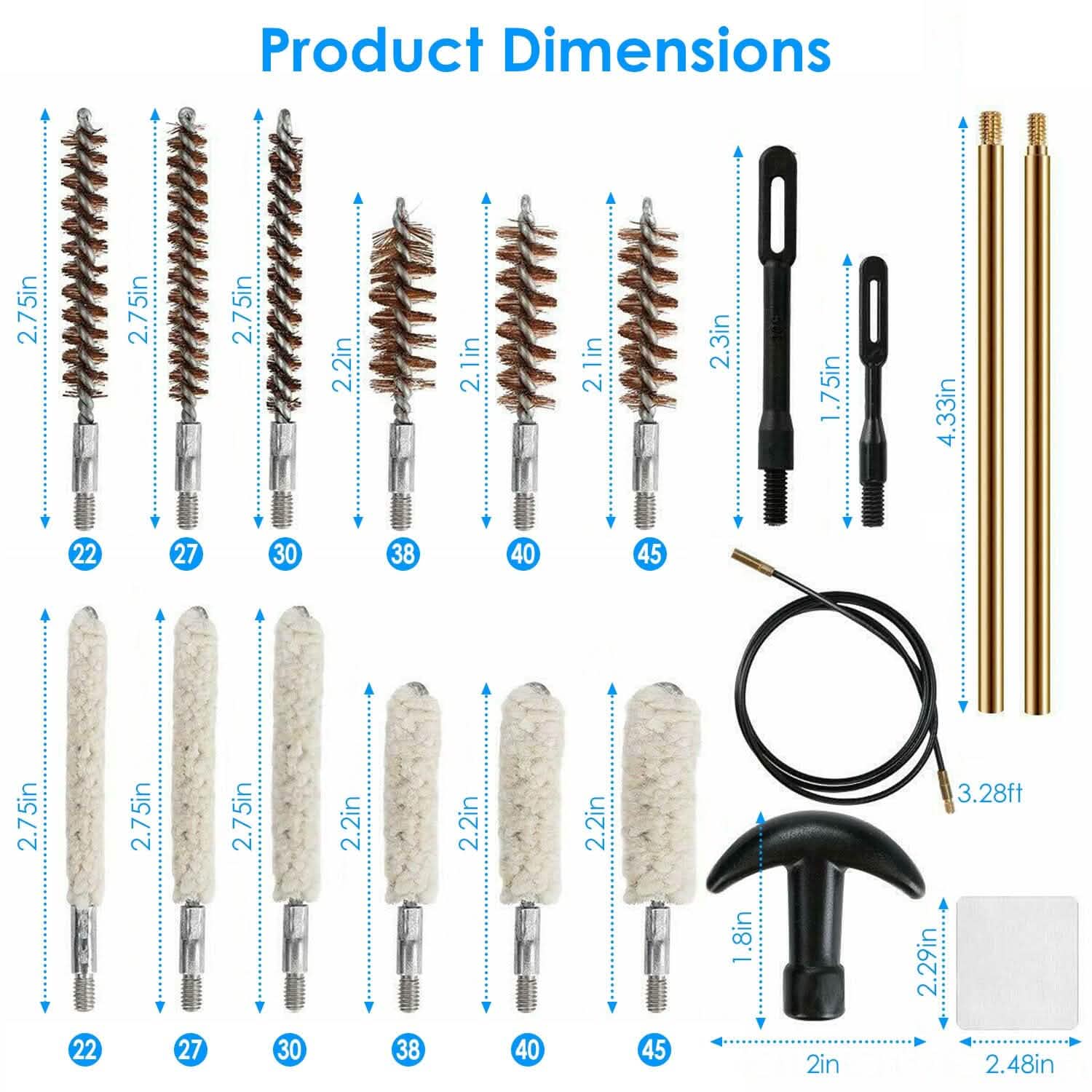 Kit de nettoyage universel pour armes avec tige en laiton et câble flexible de 99,8 cm