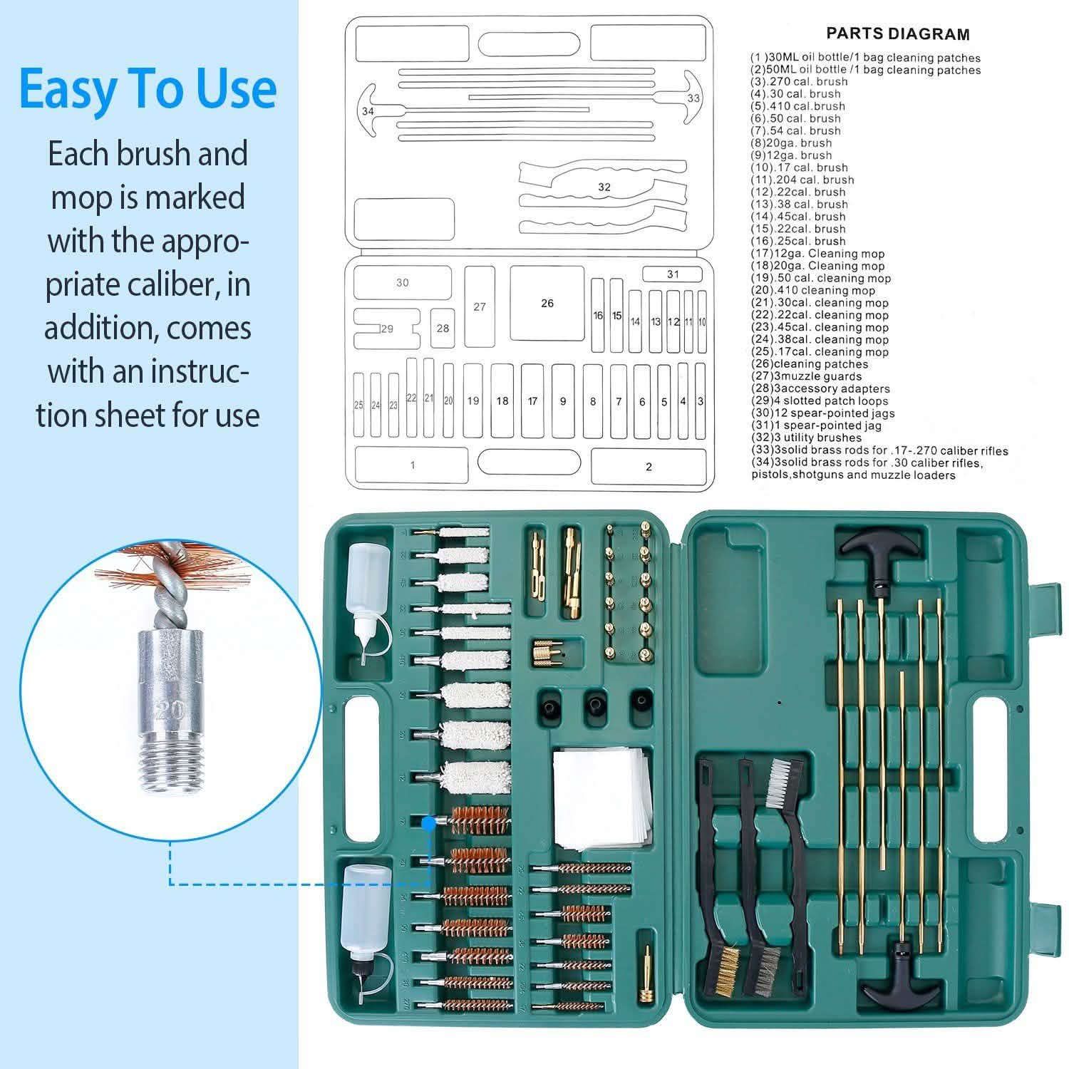 Kit universel de nettoyage d'armes avec mallette de transport