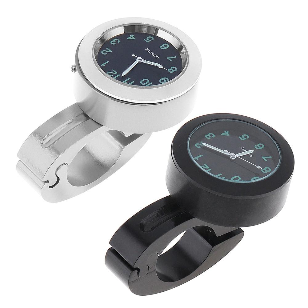 Horloge universelle étanche pour moto - Horloge de guidon de moto avec veilleuse, cadran de montre, horloge de guidon de vélo, ensemble horloge de guidon de moto avec patin antidérapant et clé, universel étanche noir