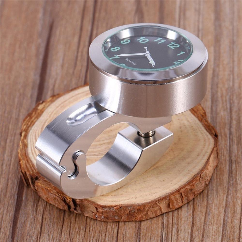Horloge universelle étanche pour moto - Horloge de guidon de moto avec veilleuse, cadran de montre, horloge de guidon de vélo, ensemble horloge de guidon de moto avec patin antidérapant et clé, universel étanche noir
