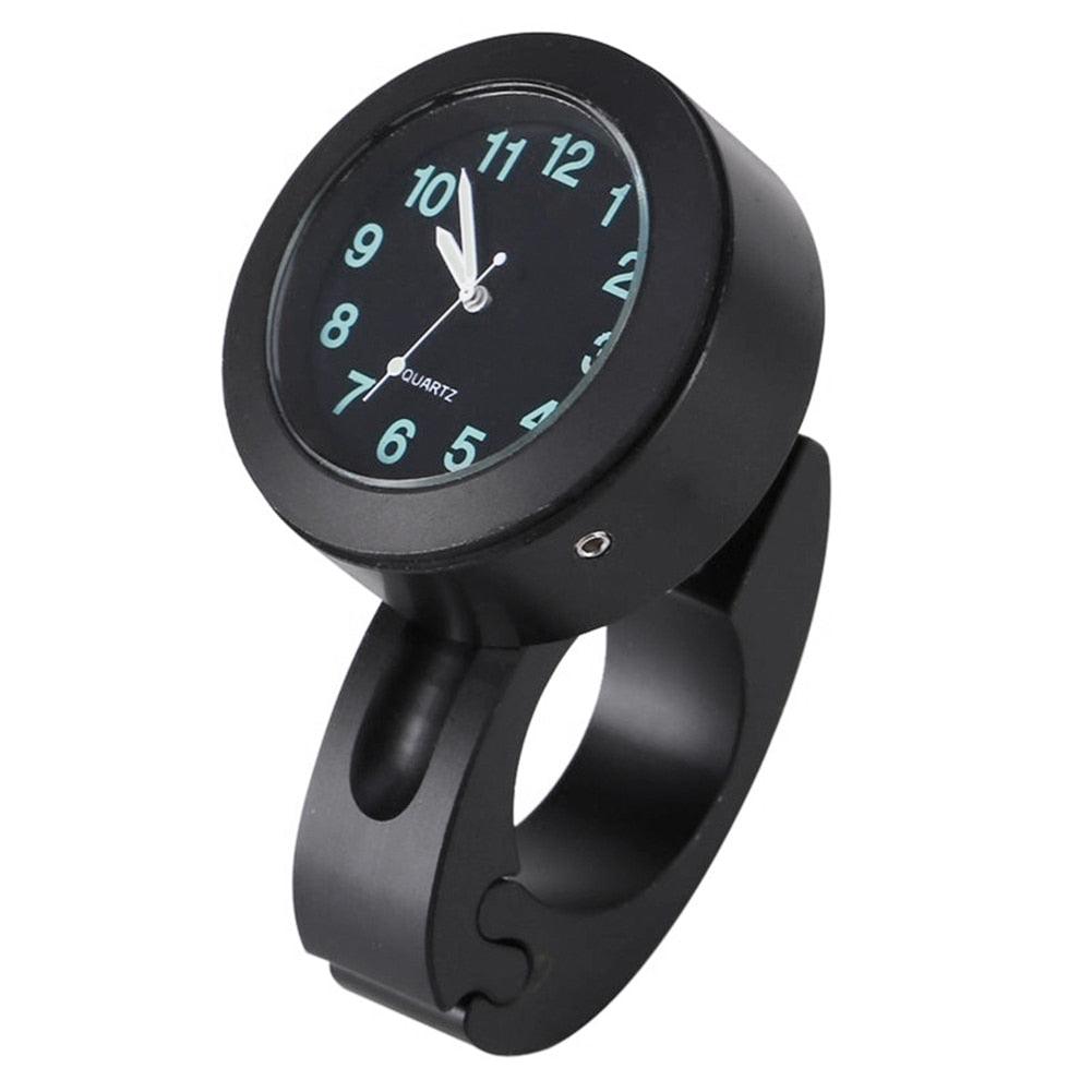 Horloge universelle étanche pour moto - Horloge de guidon de moto avec veilleuse, cadran de montre, horloge de guidon de vélo, ensemble horloge de guidon de moto avec patin antidérapant et clé, universel étanche noir