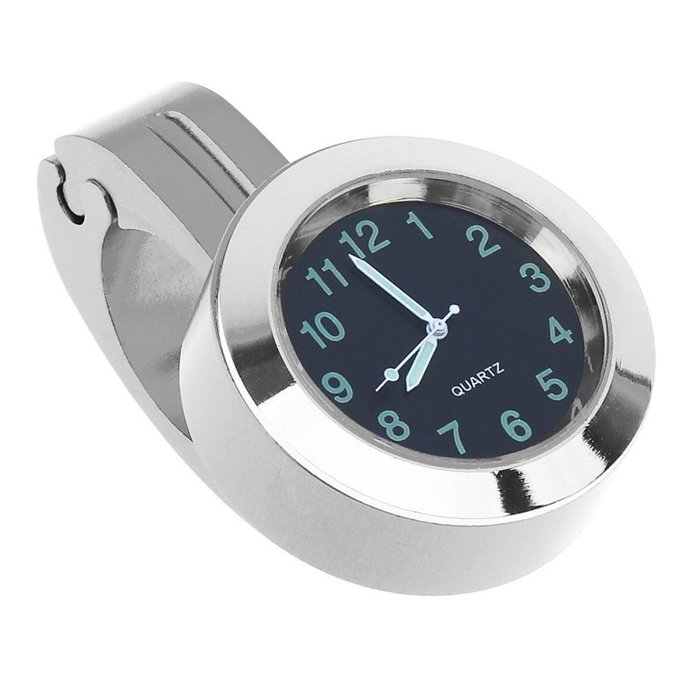 Horloge universelle étanche pour moto - Horloge de guidon de moto avec veilleuse, cadran de montre, horloge de guidon de vélo, ensemble horloge de guidon de moto avec patin antidérapant et clé, universel étanche noir