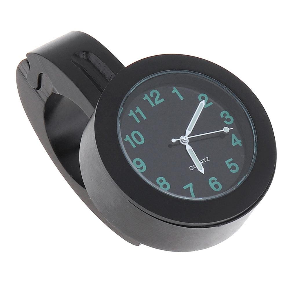 Horloge universelle étanche pour moto - Horloge de guidon de moto avec veilleuse, cadran de montre, horloge de guidon de vélo, ensemble horloge de guidon de moto avec patin antidérapant et clé, universel étanche noir