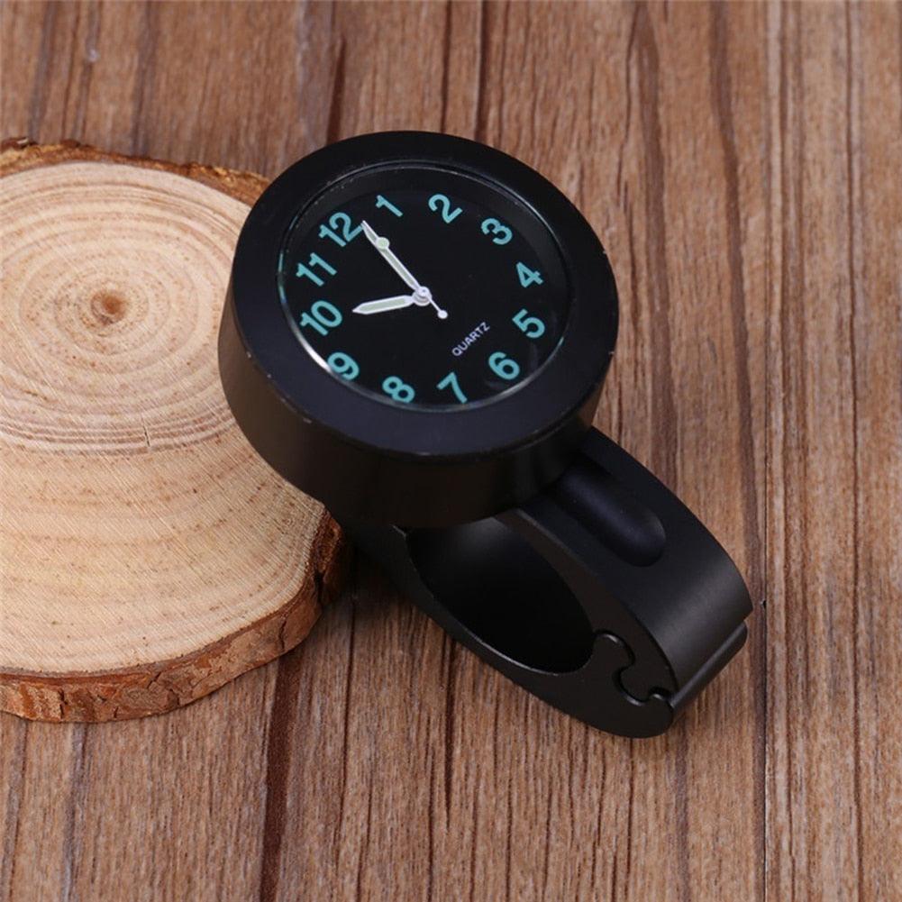 Horloge universelle étanche pour moto - Horloge de guidon de moto avec veilleuse, cadran de montre, horloge de guidon de vélo, ensemble horloge de guidon de moto avec patin antidérapant et clé, universel étanche noir