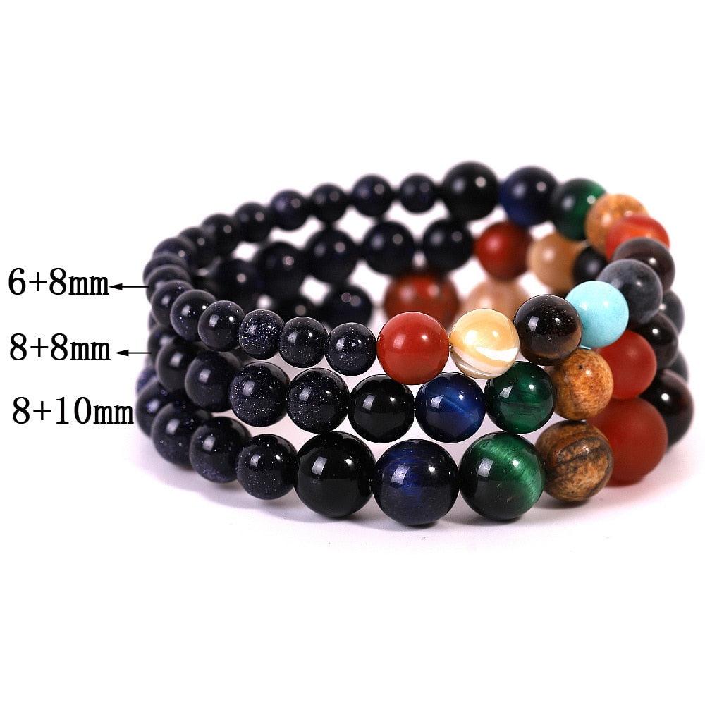 Univers Planètes Système Solaire Galaxie Bracelets Pour Hommes Femmes Couple Bracelet en Pierre Naturelle Bijoux en Pierre Naturelle Pierres Semi-Précieuses Bracelets Perlés Pour Hommes Femmes Bracelet Perlé Élastique en Cristal de Guérison