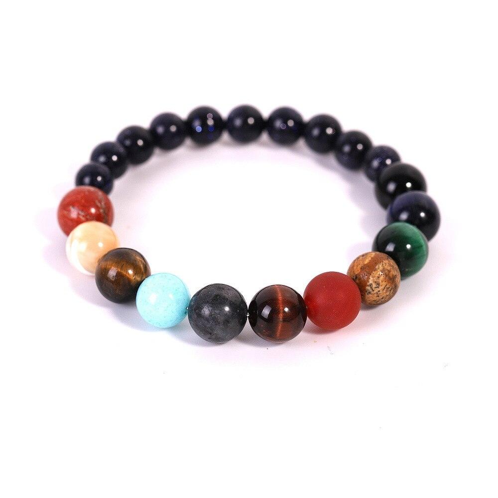 Univers Planètes Système Solaire Galaxie Bracelets Pour Hommes Femmes Couple Bracelet en Pierre Naturelle Bijoux en Pierre Naturelle Pierres Semi-Précieuses Bracelets Perlés Pour Hommes Femmes Bracelet Perlé Élastique en Cristal de Guérison