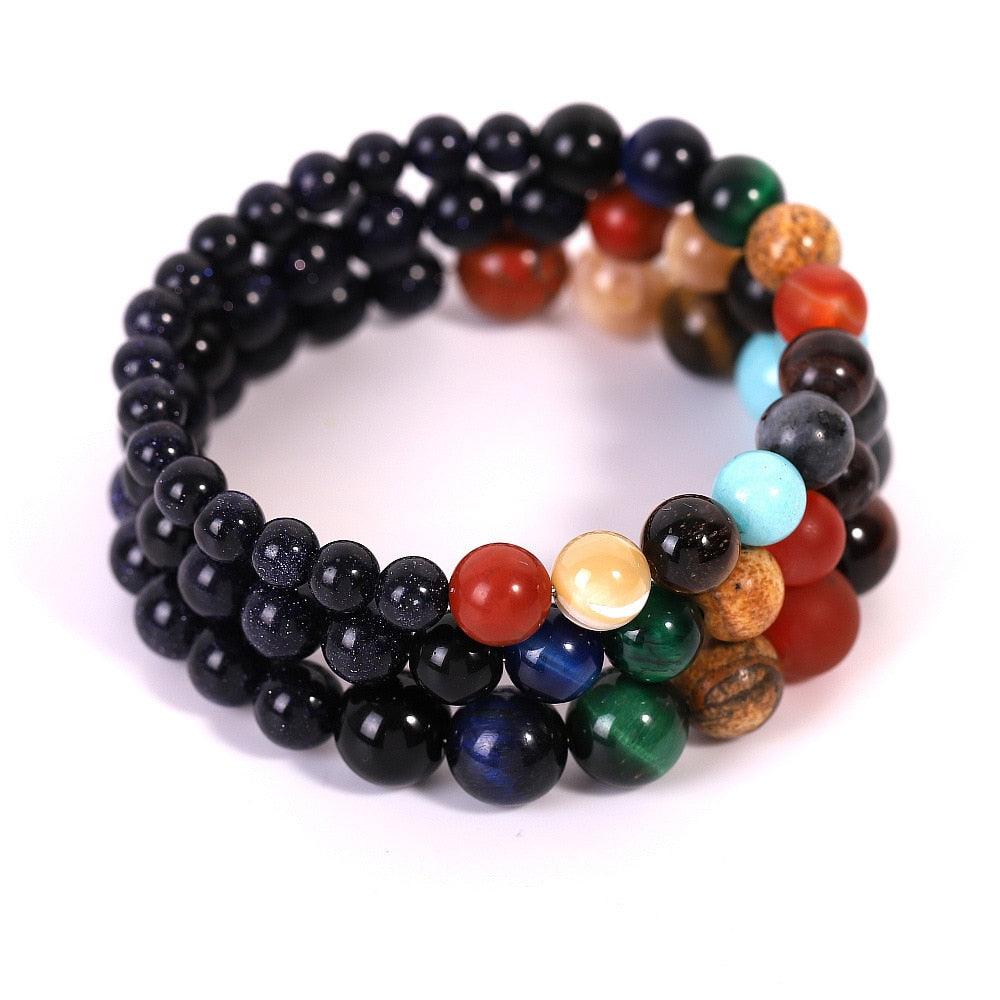 Univers Planètes Système Solaire Galaxie Bracelets Pour Hommes Femmes Couple Bracelet en Pierre Naturelle Bijoux en Pierre Naturelle Pierres Semi-Précieuses Bracelets Perlés Pour Hommes Femmes Bracelet Perlé Élastique en Cristal de Guérison