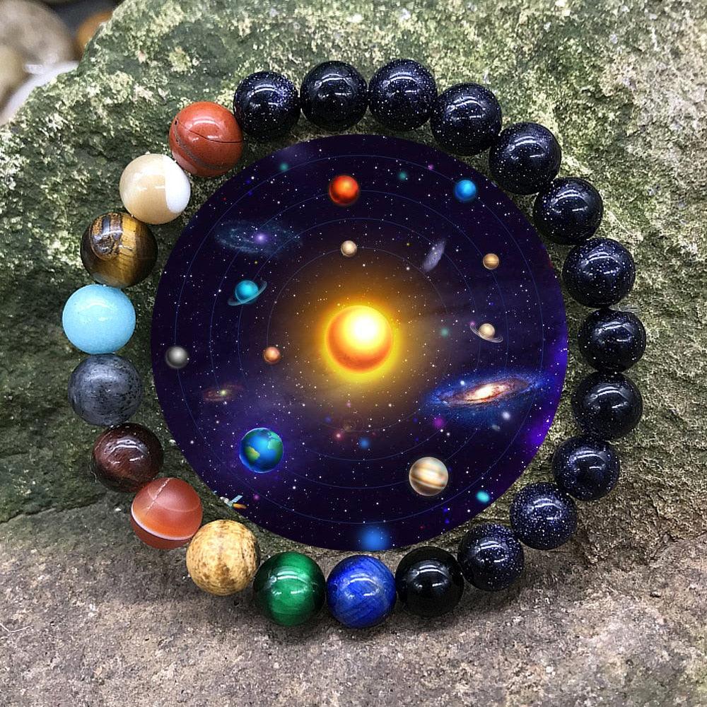 Univers Planètes Système Solaire Galaxie Bracelets Pour Hommes Femmes Couple Bracelet en Pierre Naturelle Bijoux en Pierre Naturelle Pierres Semi-Précieuses Bracelets Perlés Pour Hommes Femmes Bracelet Perlé Élastique en Cristal de Guérison