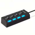 Concentrateur d'adaptateur USB 2.0 avec interrupteur marche/arrêt pour ordinateur portable PC