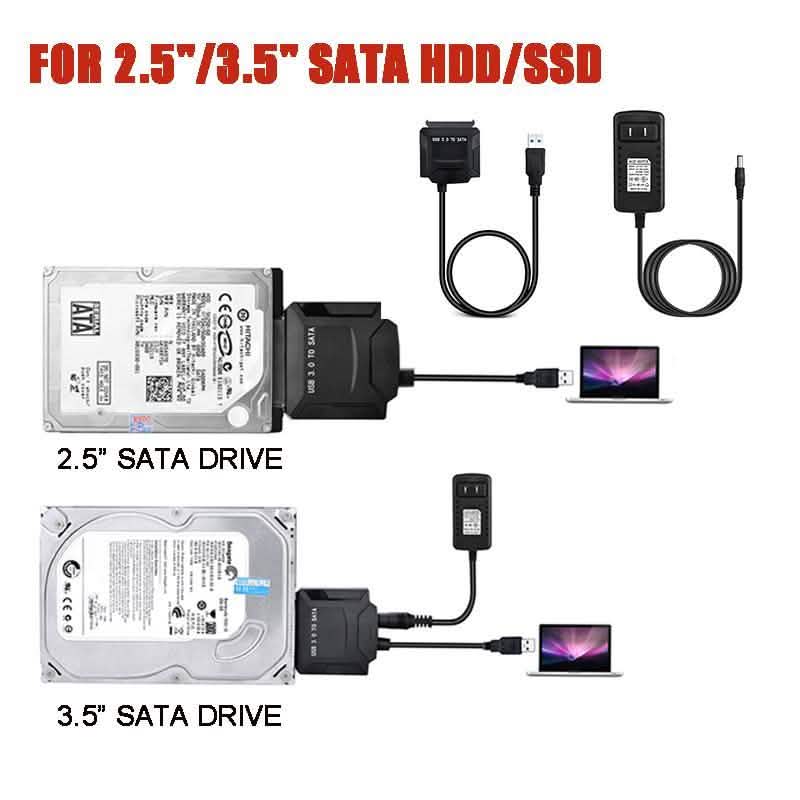 Adaptateur convertisseur USB 3.0 vers SATA pour disques durs/SSD SATA 2,5"/3,5"