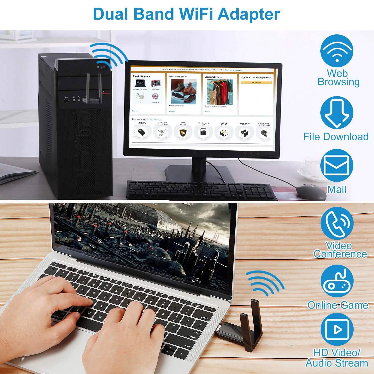 Adaptateur WiFi USB 3.0 AC1300 Mbps