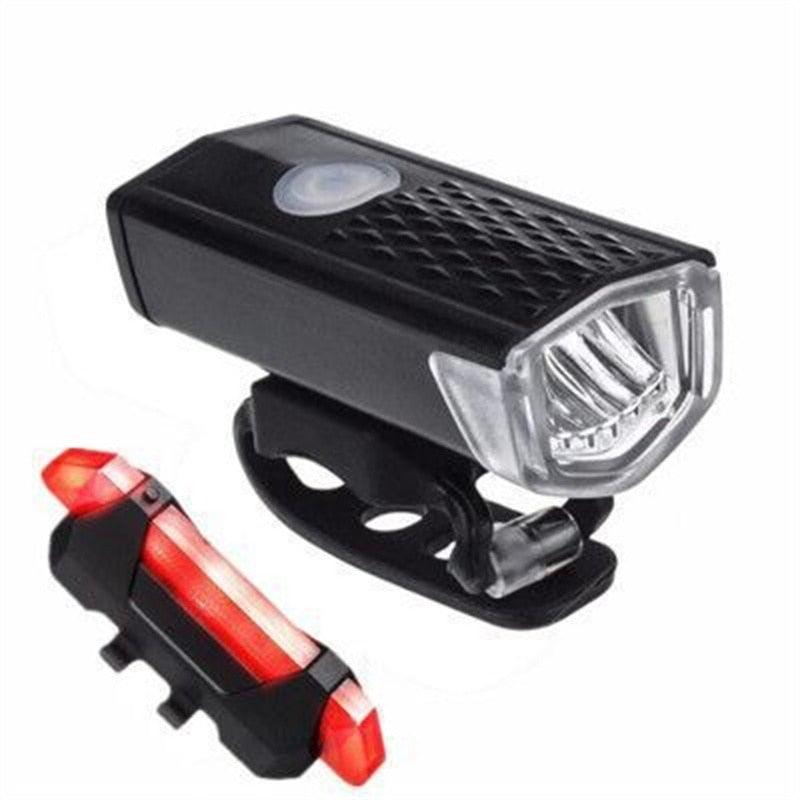 Phare de vélo rechargeable USB 3 modes Lampe avant de vélo Phare de vélo de cyclisme LED puissant Phare avant de vélo étanche Ensemble de feux arrière 300 lumens