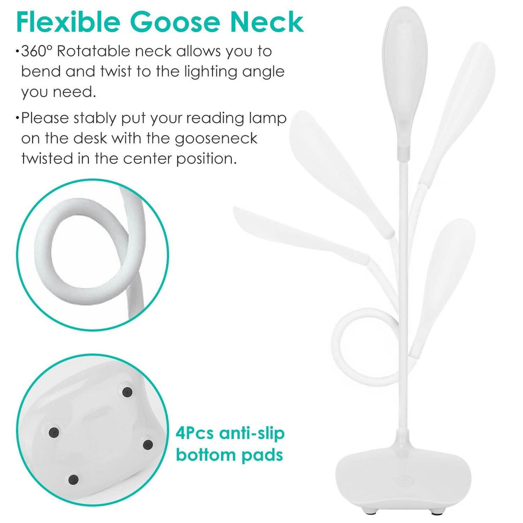 Lampe de Table Rechargeable USB, Lampe de Bureau LED Dimmable à Col de Cygne Flexible