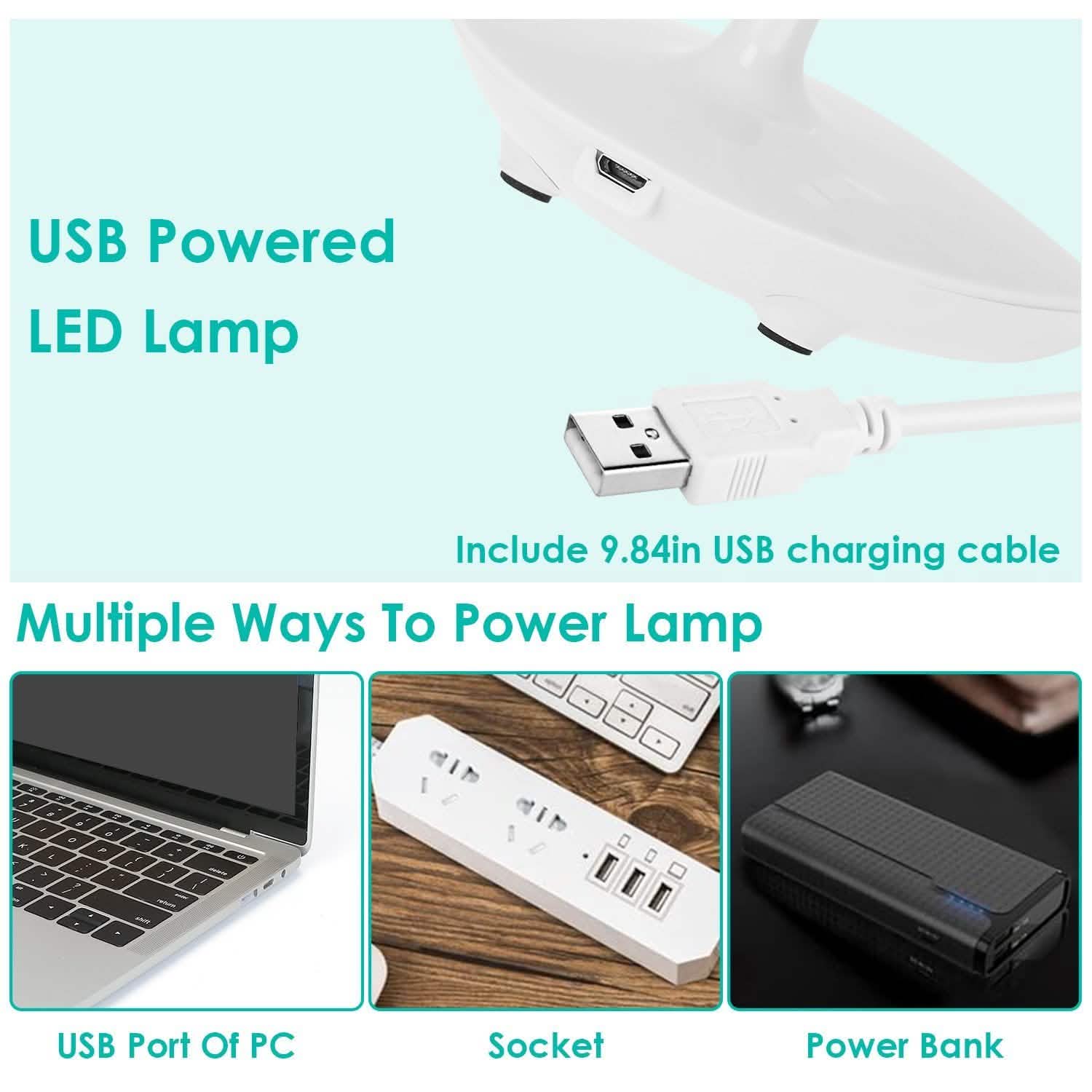 Lampe de Table Rechargeable USB, Lampe de Bureau LED Dimmable à Col de Cygne Flexible