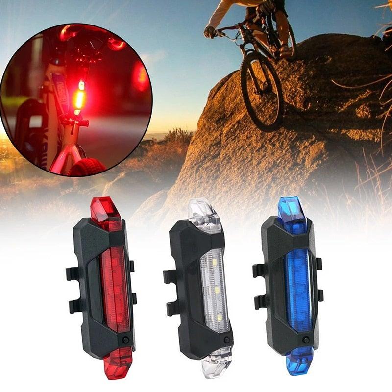 Lampe de VTT rechargeable USB, étanche, feu arrière d'avertissement pour vélo, phare LED de vélo, feu arrière, lumière LED ultra lumineuse pour vélo, feu arrière de cyclisme étanche pour trottinette électrique