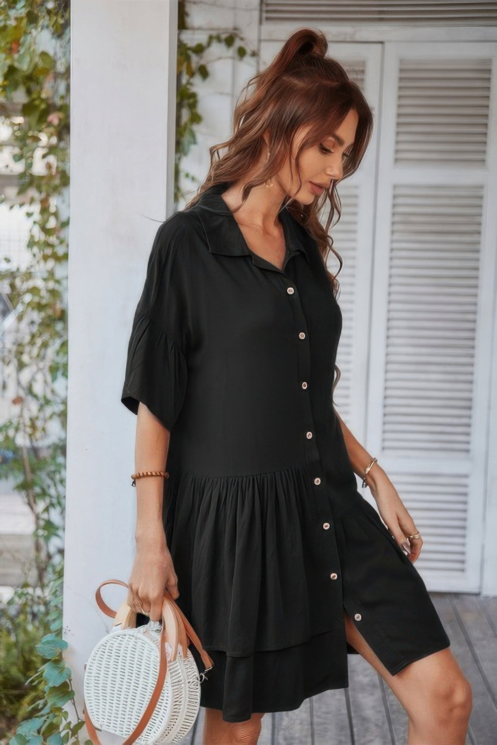 Robe Tunique Unie Col V