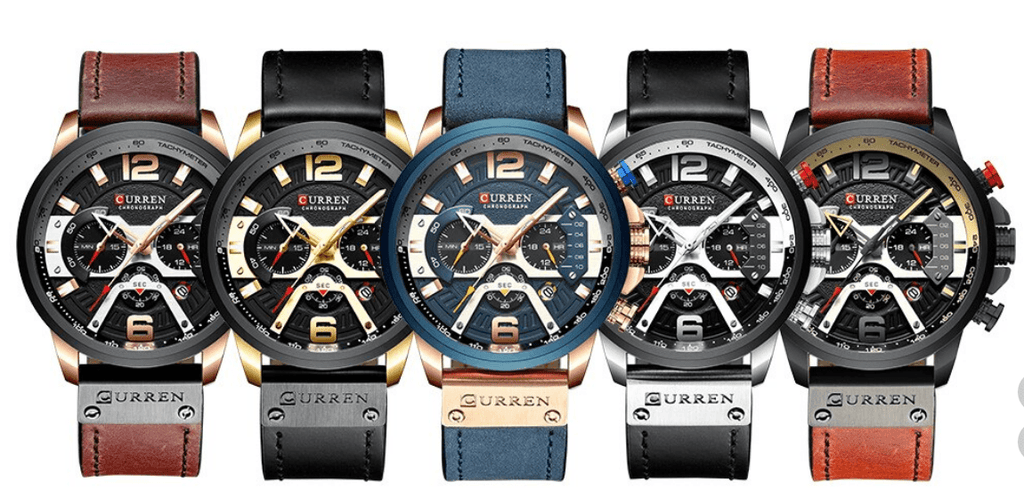 Montre Sport Homme Étanche Avec Bracelets en Cuir, Chronomètres et Grands Chiffres Détails Montres de Luxe Design Unique Excellent Cadeau