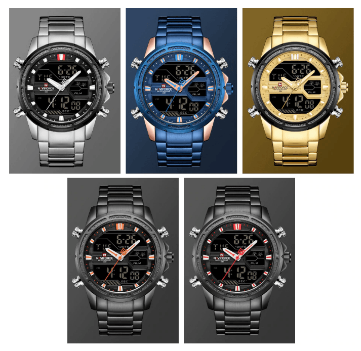 Montre-bracelet homme, Montres analogiques et numériques étanches multifonctions en acier inoxydable pour homme, Cadeau parfait