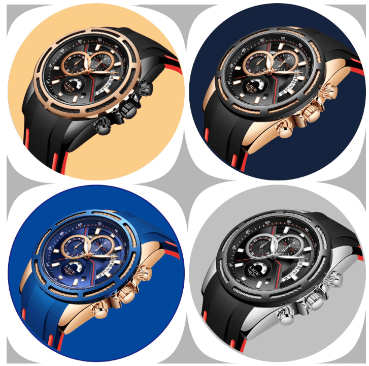 Montre moderne étanche pour homme avec bracelets en caoutchouc Montres multifonctions Design unique Cadeau parfait