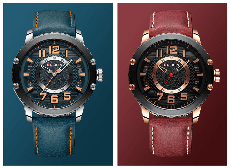 Montre Sport Étanche Homme Avec Bracelets en Cuir et Grands Chiffres Détails Design Unique Cadeau Parfait