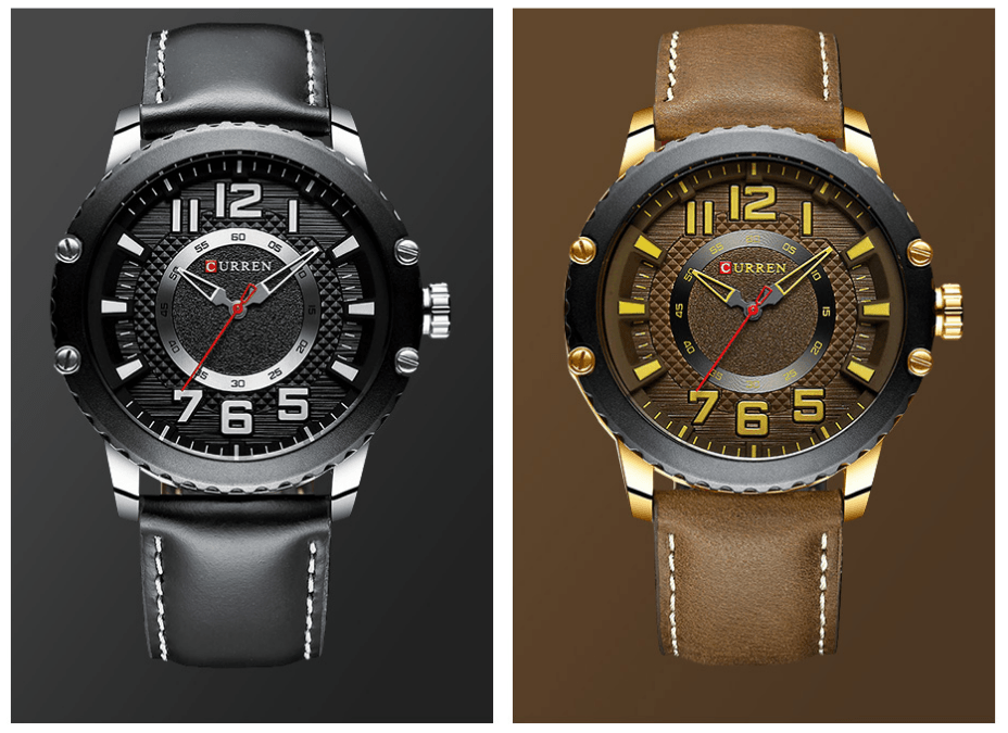Montre Sport Étanche Homme Avec Bracelets en Cuir et Grands Chiffres Détails Design Unique Cadeau Parfait
