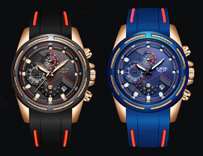 Montre moderne étanche pour homme avec bracelets en caoutchouc Montres multifonctions Design unique Cadeau parfait