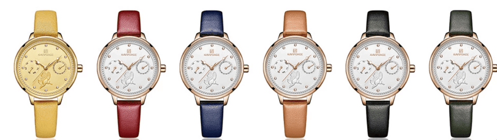 Montre de luxe élégante pour femme avec double zircon et deux chronomètres jour et date