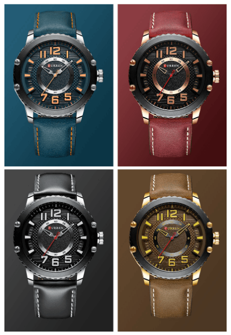 Montre Sport Étanche Homme Avec Bracelets en Cuir et Grands Chiffres Détails Design Unique Cadeau Parfait