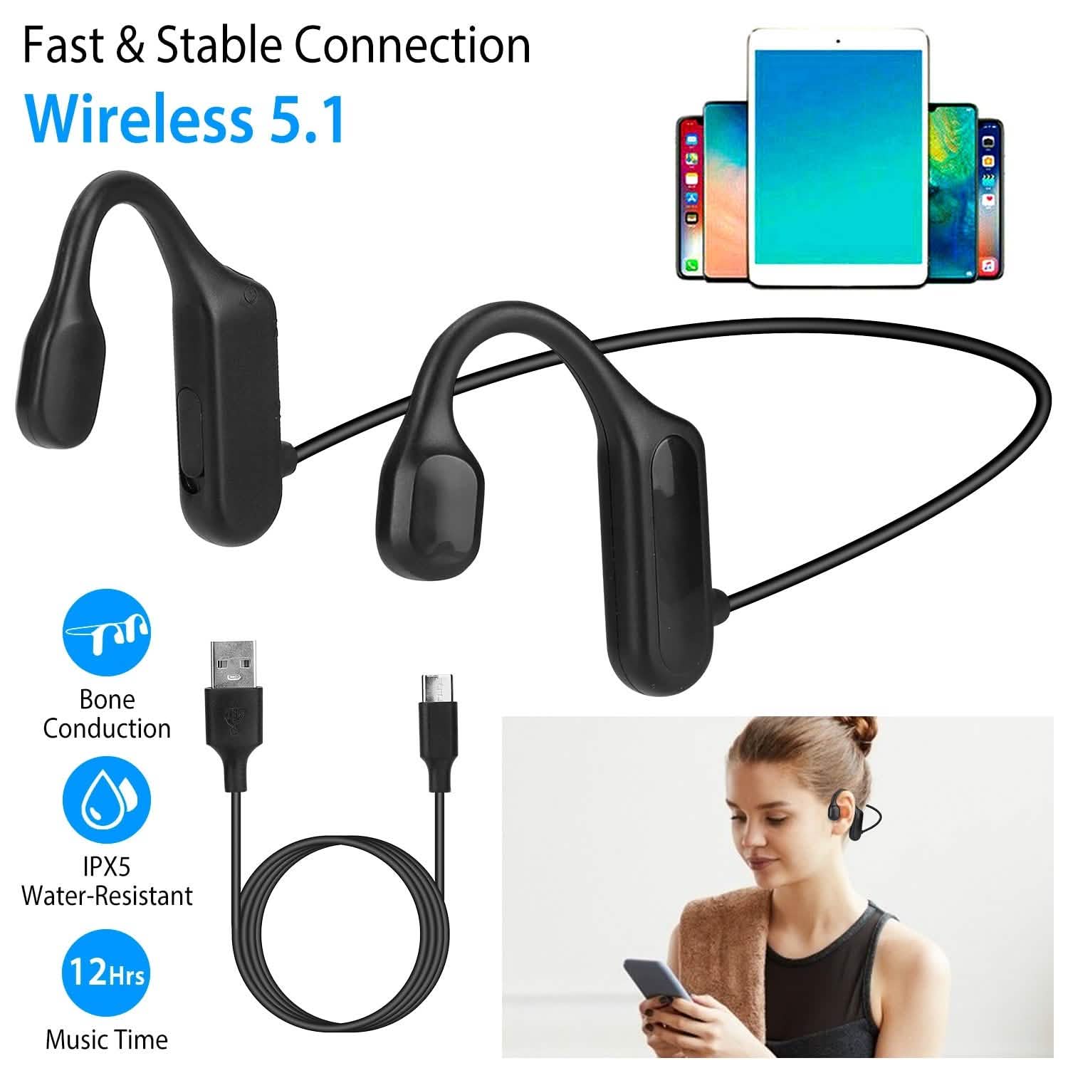 Casque sans fil à conduction osseuse V5.1