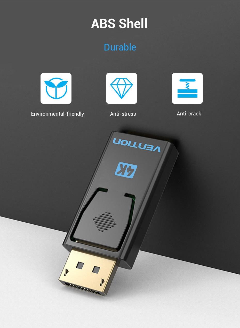 Adaptateur Vention DisplayPort vers HDMI et convertisseur vidéo audio 4K DisplayPort vers HDMI pour PC portable et moniteur