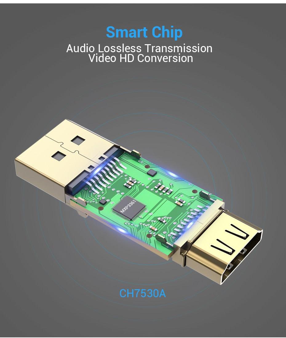 Adaptateur Vention DisplayPort vers HDMI et convertisseur vidéo audio 4K DisplayPort vers HDMI pour PC portable et moniteur