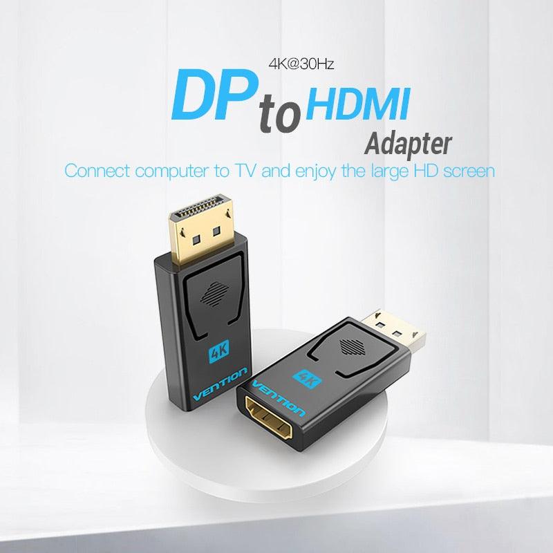 Adaptateur Vention DisplayPort vers HDMI et convertisseur vidéo audio 4K DisplayPort vers HDMI pour PC portable et moniteur