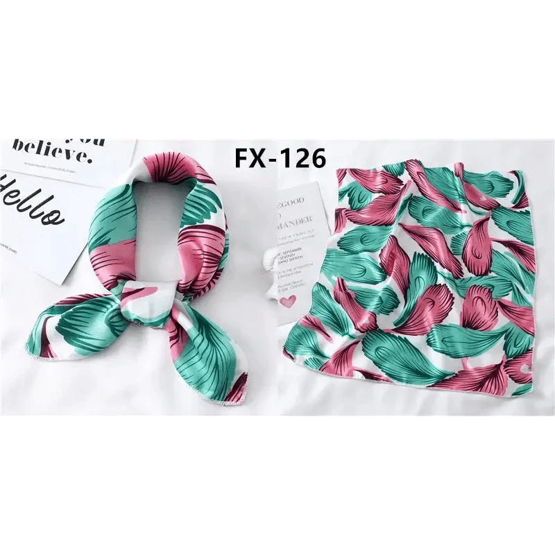 Foulard carré en soie polyvalent pour femme, écharpe de cou imprimée à la mode, foulard, bandeau pour cheveux, bandeau pour femme, bandana, châle