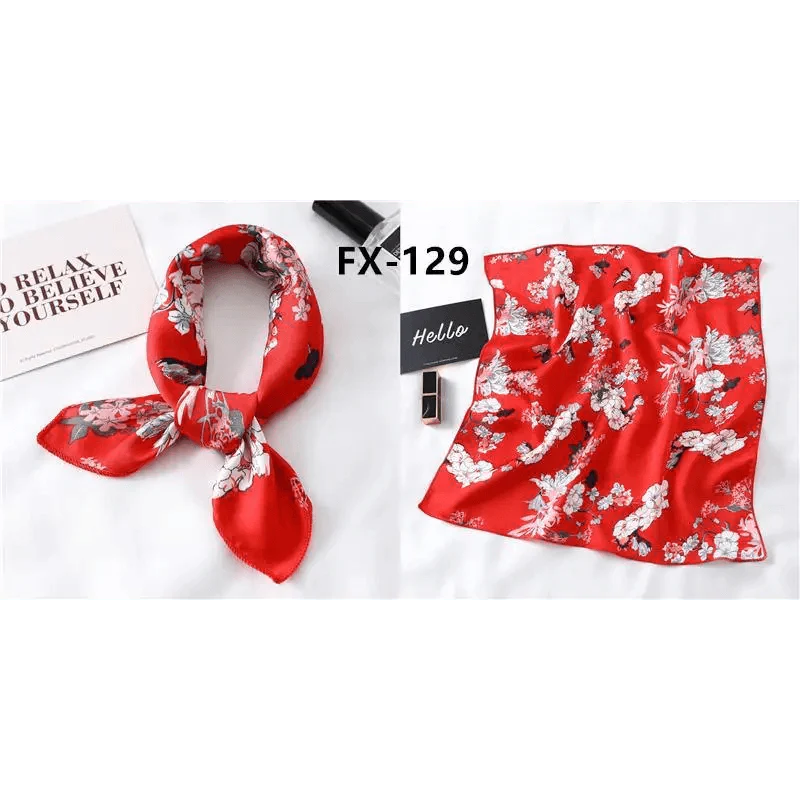 Foulard carré en soie polyvalent pour femme, écharpe de cou imprimée à la mode, foulard, bandeau pour cheveux, bandeau pour femme, bandana, châle